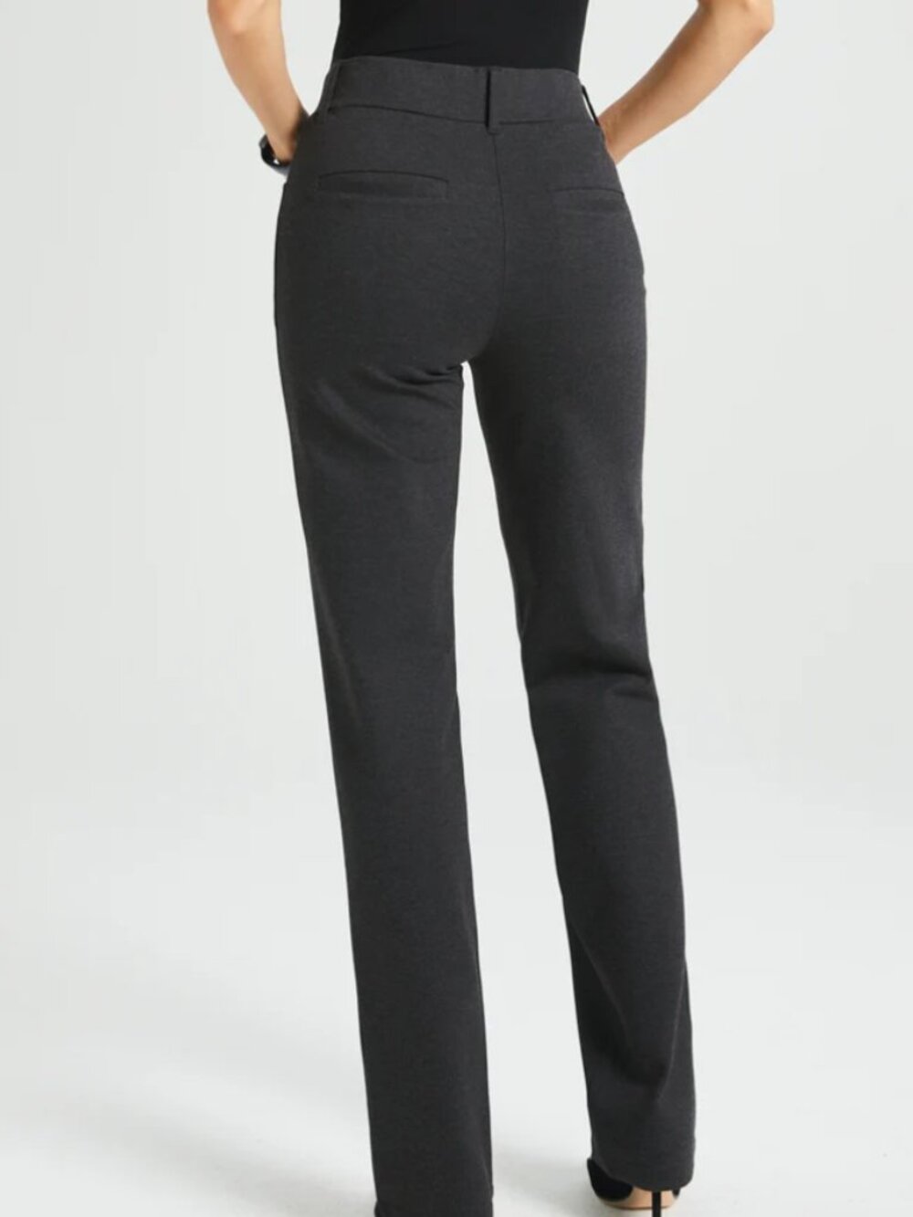 New Betabrand Charcoal Straight 7 Pocket Dress Pant Yoga Pants Large - Picture 3 of 5